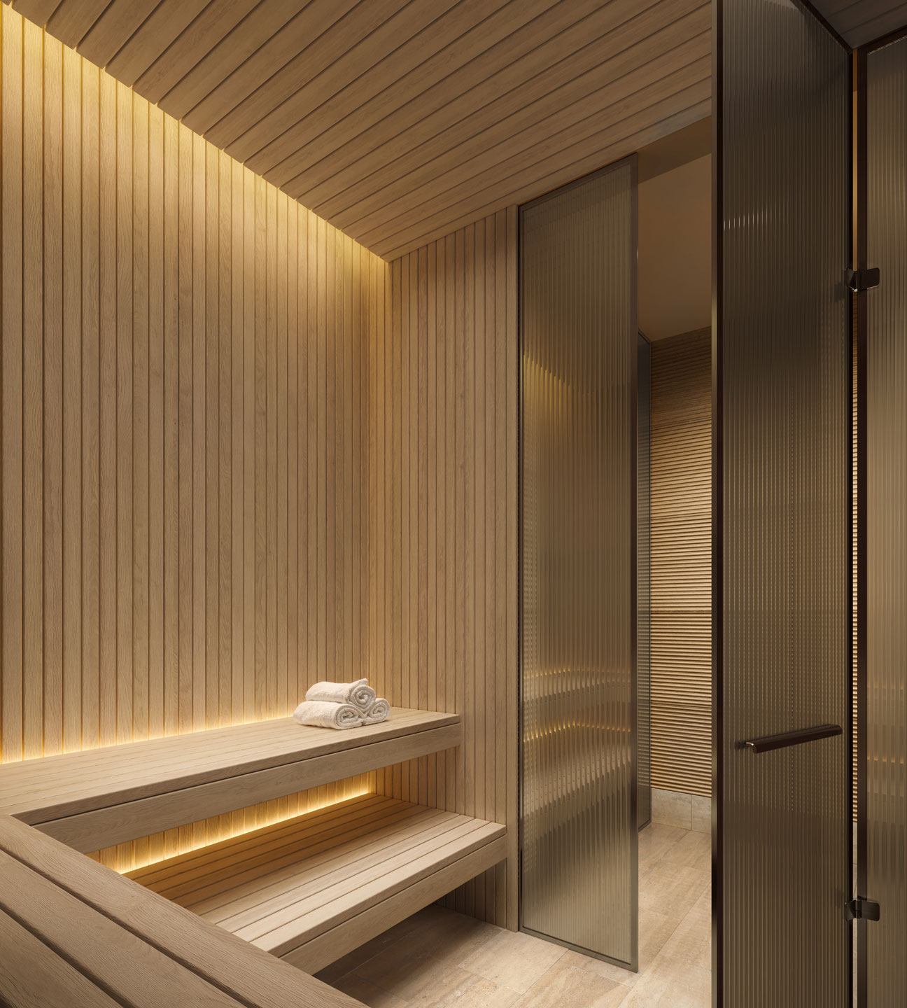 Warm timber sauna