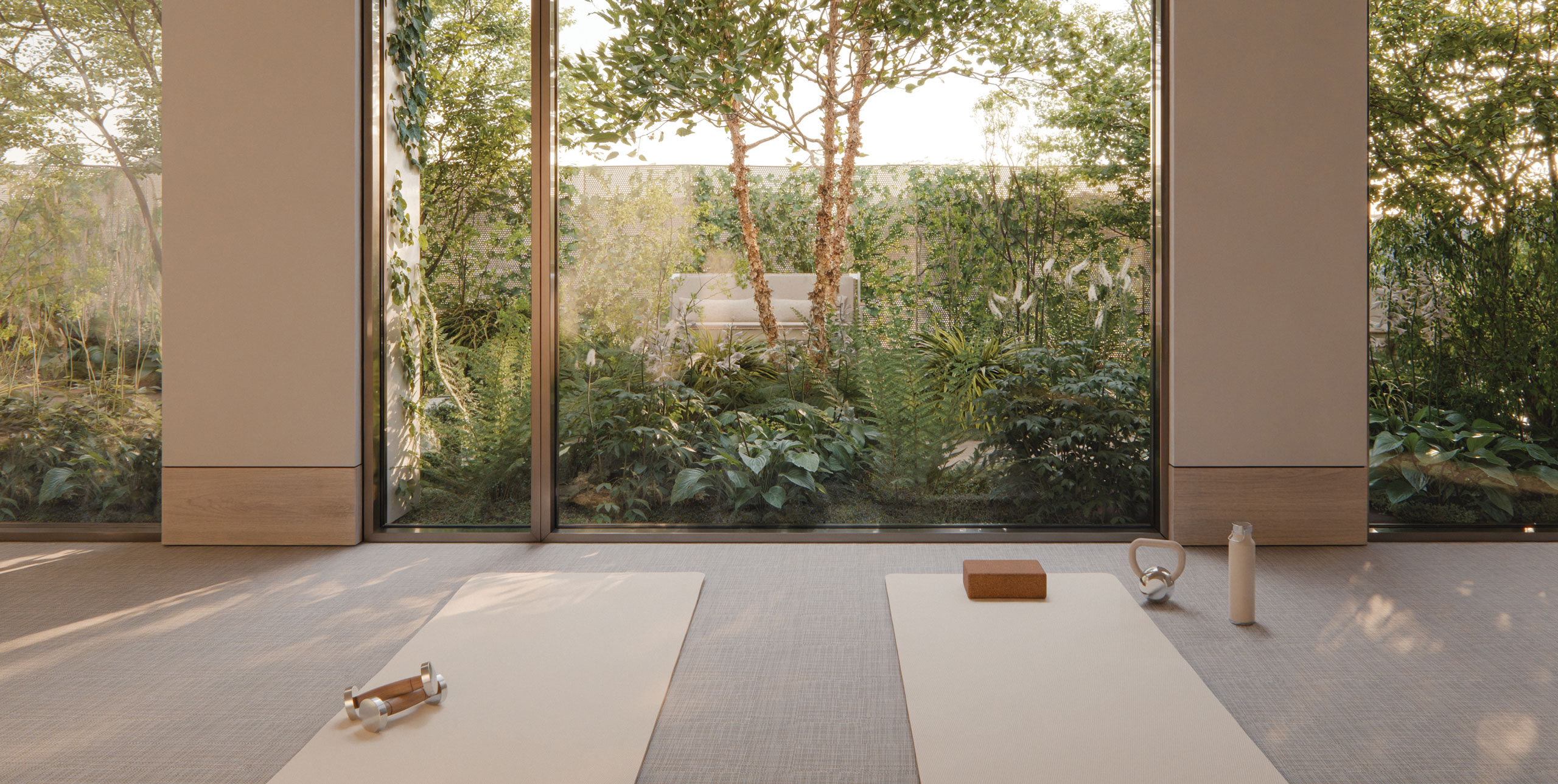 Light-filled yoga studio